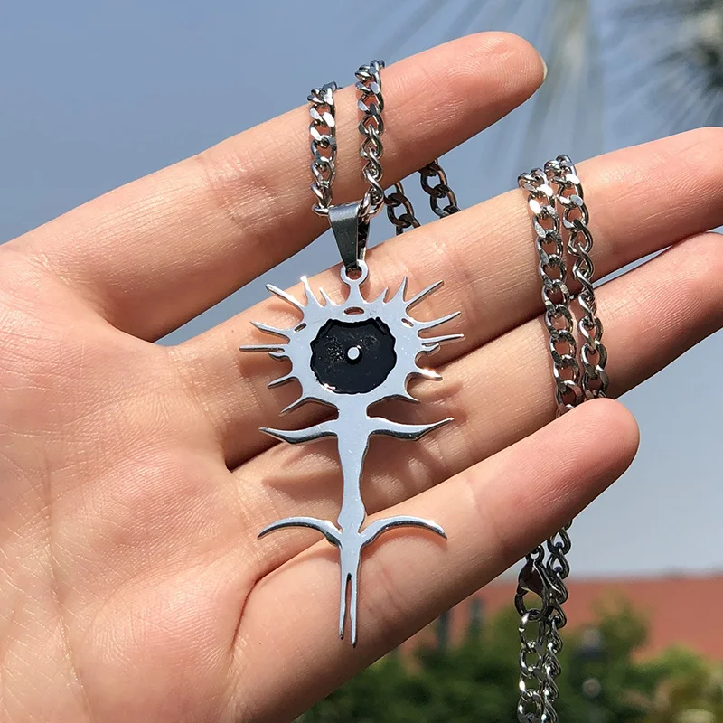 Goth Ghostemane Silver Color Chain Necklaces Necklace Stainless Steel Charm Necklaces for Women Jewelry Gift Colgantes Mujer