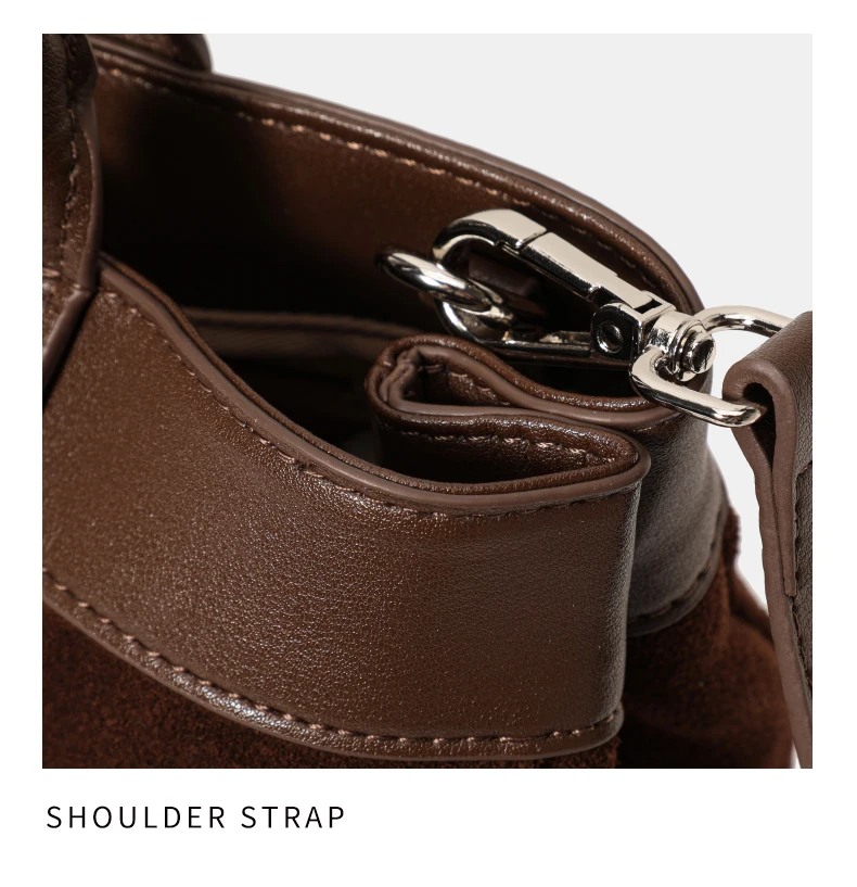 Damen Wildleder- & Leder-Tragetasche, Henkeltasche mit Silber-Verschluss, Damen-Umhängetasche Ideal für Arbeit & Alltag – Detail 14