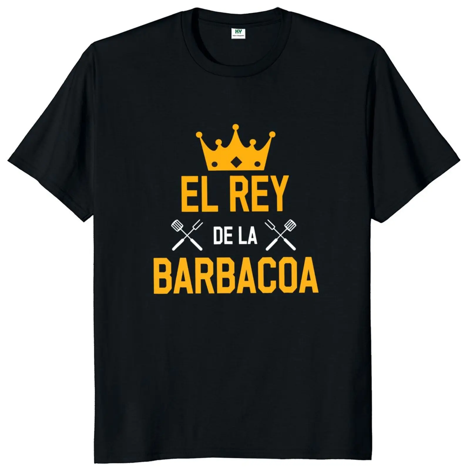 BBQ The King Of Barbecue Funny T Shirt With Spanish Text Humor Design Tee Tops Novelty Gift 100% Cotton Homme Camiseta