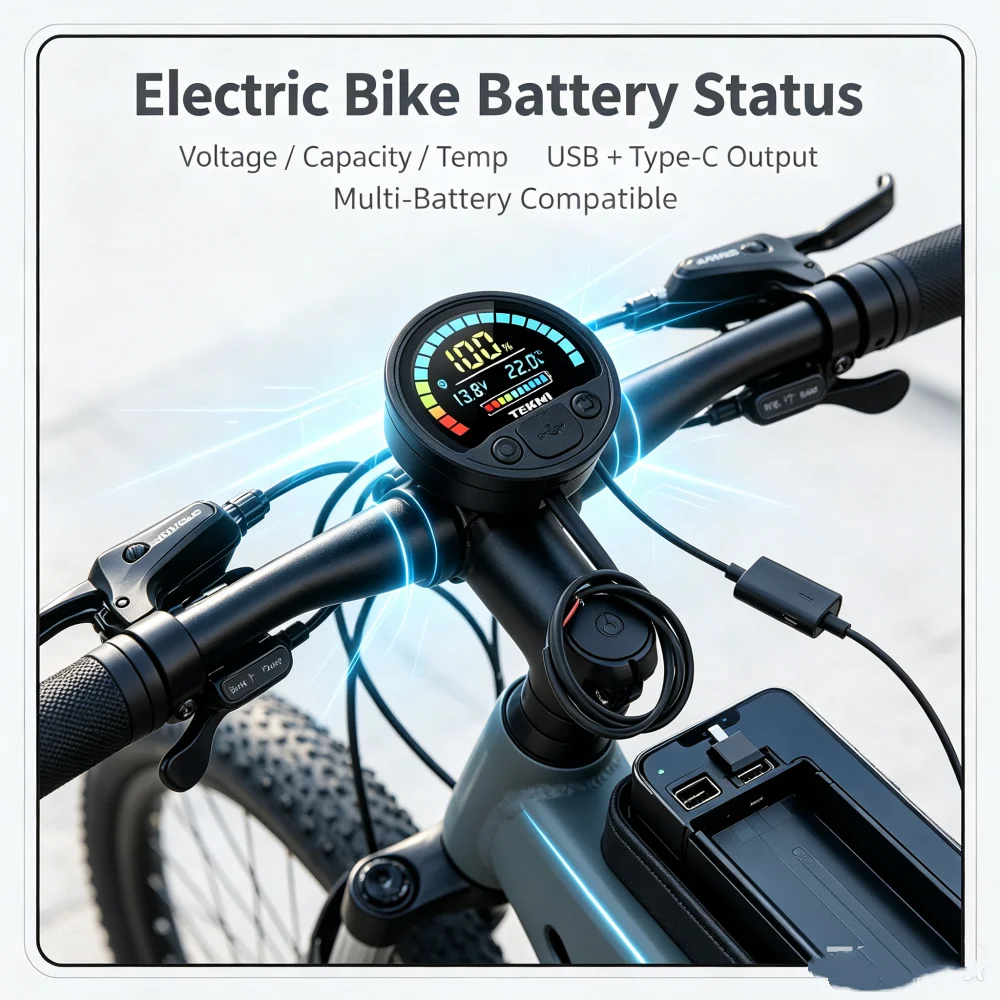 Waterproof level Round Digital Voltage Meter Battery Level Indicator DC 8-30V USB+Type-C Reverse Protection Low Voltage Alarm