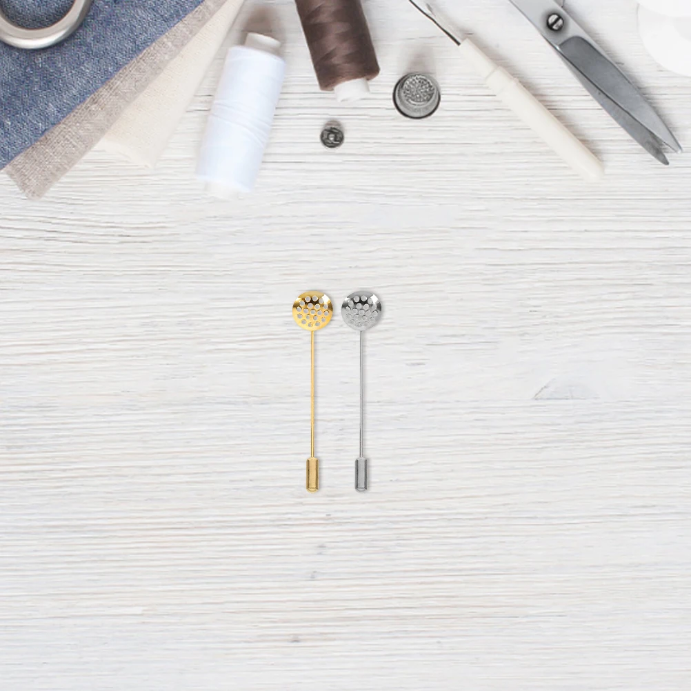 20pcs Round Tray Brooch Pins Blank Lapel Pin Stick Flower Corsage Fastener Wedding Bride Accessories Business Buttonhole