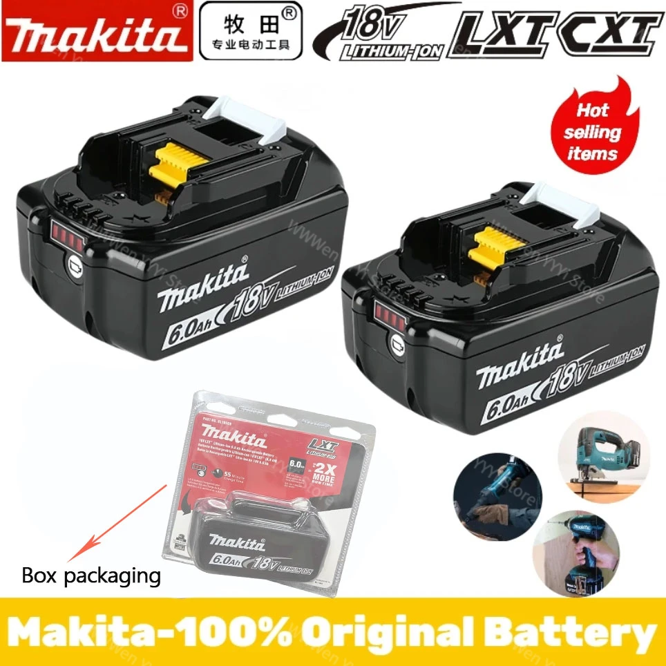 

100% Original Makita Rechargeable Power Tool Battery, Replaceable LED Lithium-ion 6.0 Ah 18V LXT BL1860B BL1860BL1850 BL1830