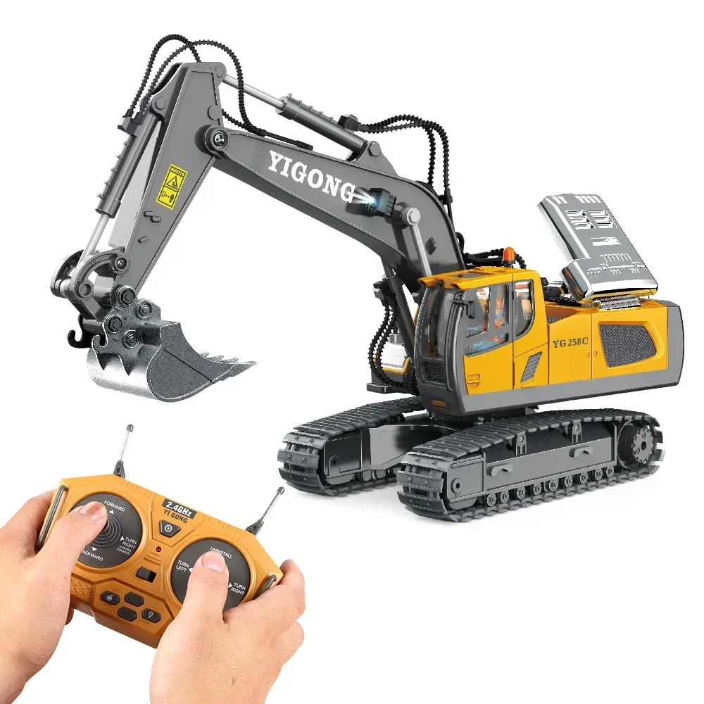 1/20 RC Excavator 2.4G Remote Control Dump Truck and Bulldozer Electric Engineering Vehicle Toys for Kids with 2 Batteries