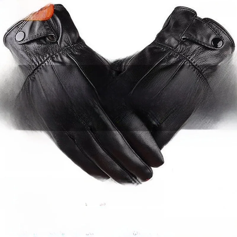 

Thiened Genuine Leather Men's Gloves Winter Warm Fce Lined eepskin Windproof Waterproof for Driving Motorcycle Riding
