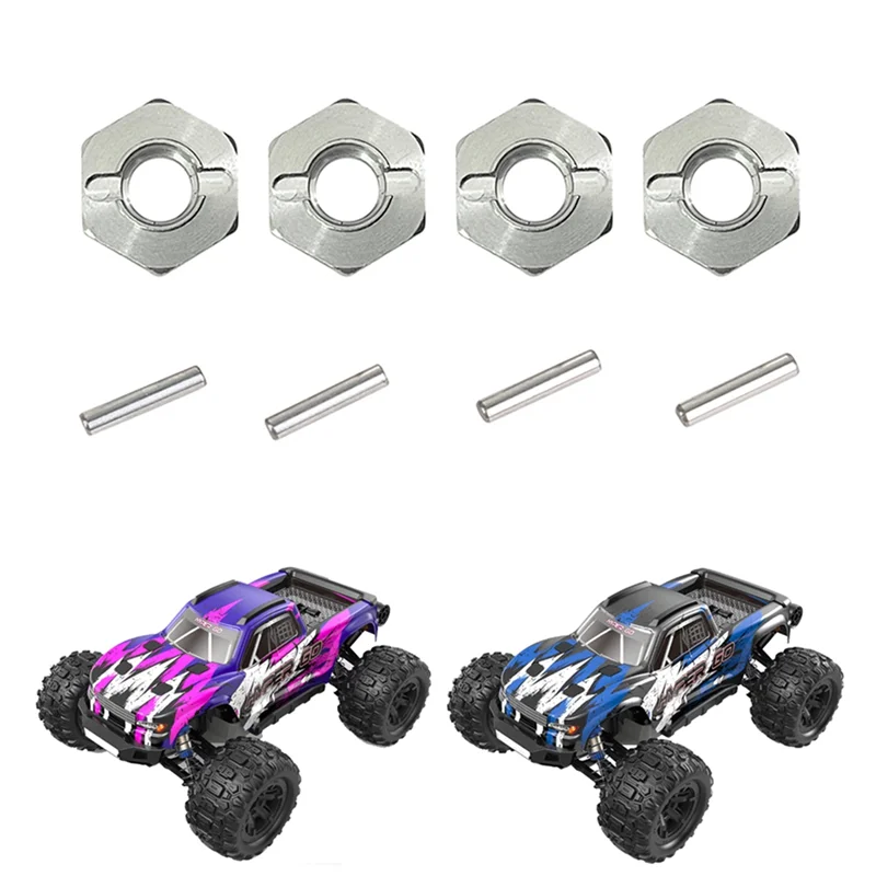 Adaptador de cubo hexagonal de rueda de Metal, 4 Uds., 12mm, para Go H16 16207 16208 16209 16210 14301 14302 RC, piezas de mejora de coche