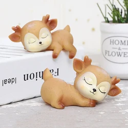 Resin Miniature Fawn Baby Deer Figurines Birthday Wedding Ornaments Christmas Decorations Furnishing