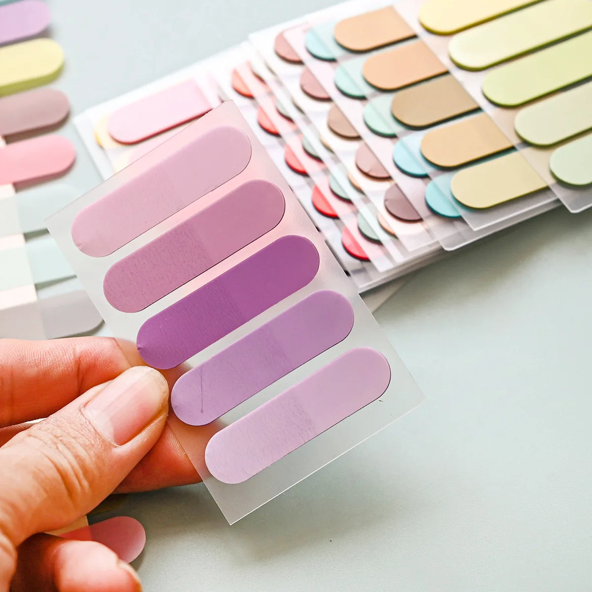 Semicircle Gradual Change Color System Pet Notes Transparent Index Stickers Take Notes with Sticky Note Stickers