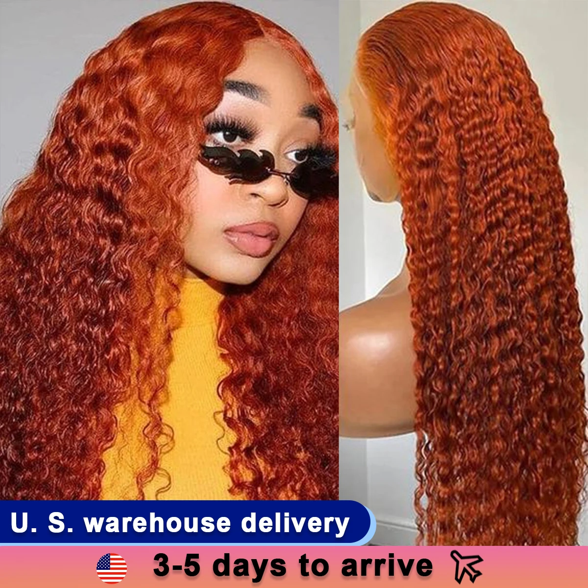 210 Density Transparent HD Lace Front Wig for Women 13x4 Deep Wave Human Hair Ginger Orange 350 Loose Curly