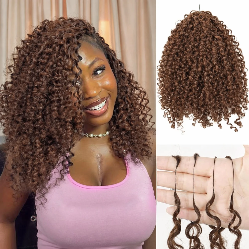 

Коричневые бирманские кудрявые волосы для плетения крючком, креативные кудри, имитирующие перья, из натуральных человеческих волос, окрашенные, для твист-косичек, без узлов, предварительно разделенные