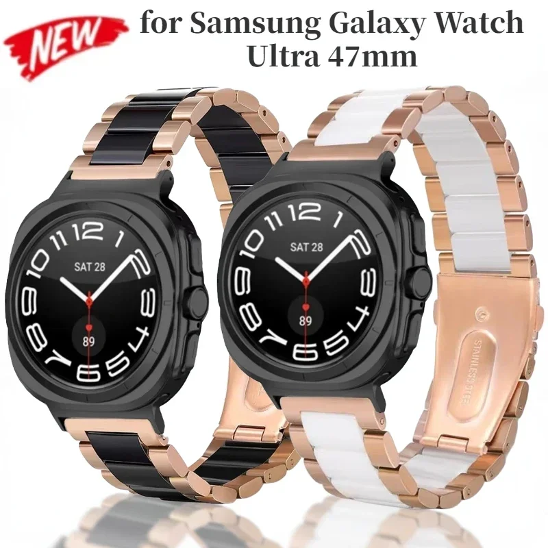 

Metal+Ceramic Band for Samsung Galaxy Watch 7 Ultra 47mm Breathable Wristband Samsung Galaxy Watch Ultra 47mm Bracelet Correa