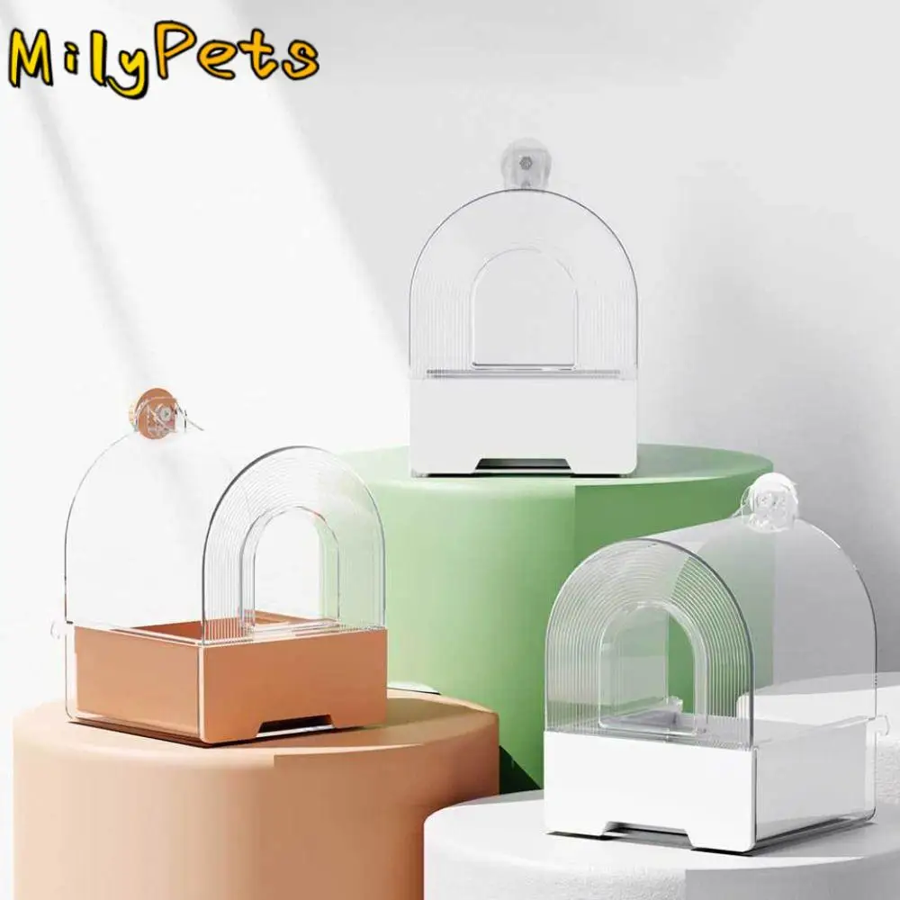 

Practical Clear Parrot Hanging Bathtub Drawer Design Wall Mounted Bird Bath Cage Large Splashproof Bird Shower Box Budgies