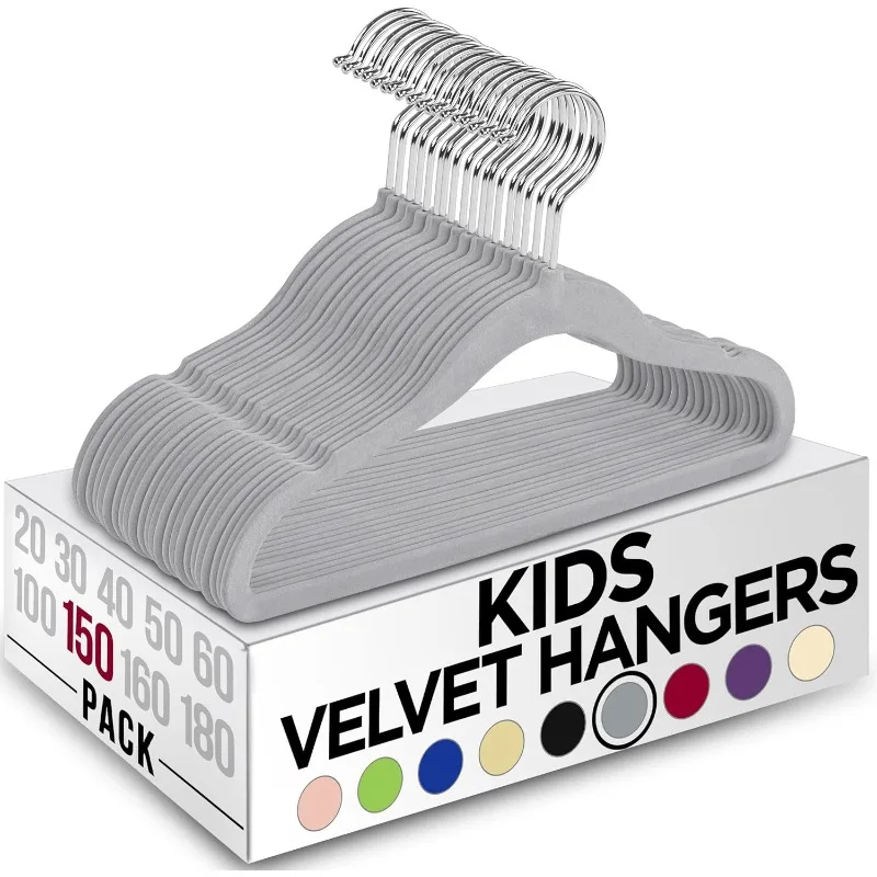 

Kids Hangers Velvet (150 Pack) - 11 Inch Durable Baby Hangers for Closet - Perfect Toddler Hangers Non Slip for Everyday Use