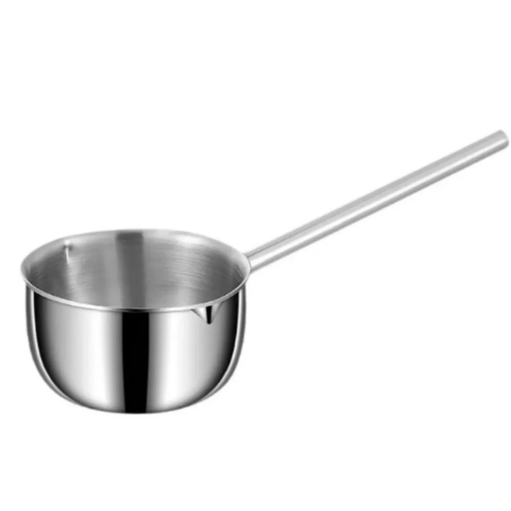 Stainless Steel Mini Butter Warmer Thickened 300ml/500ml Oil Splashing Small Pot Long Handle Durable Oil Pouring Spoon
