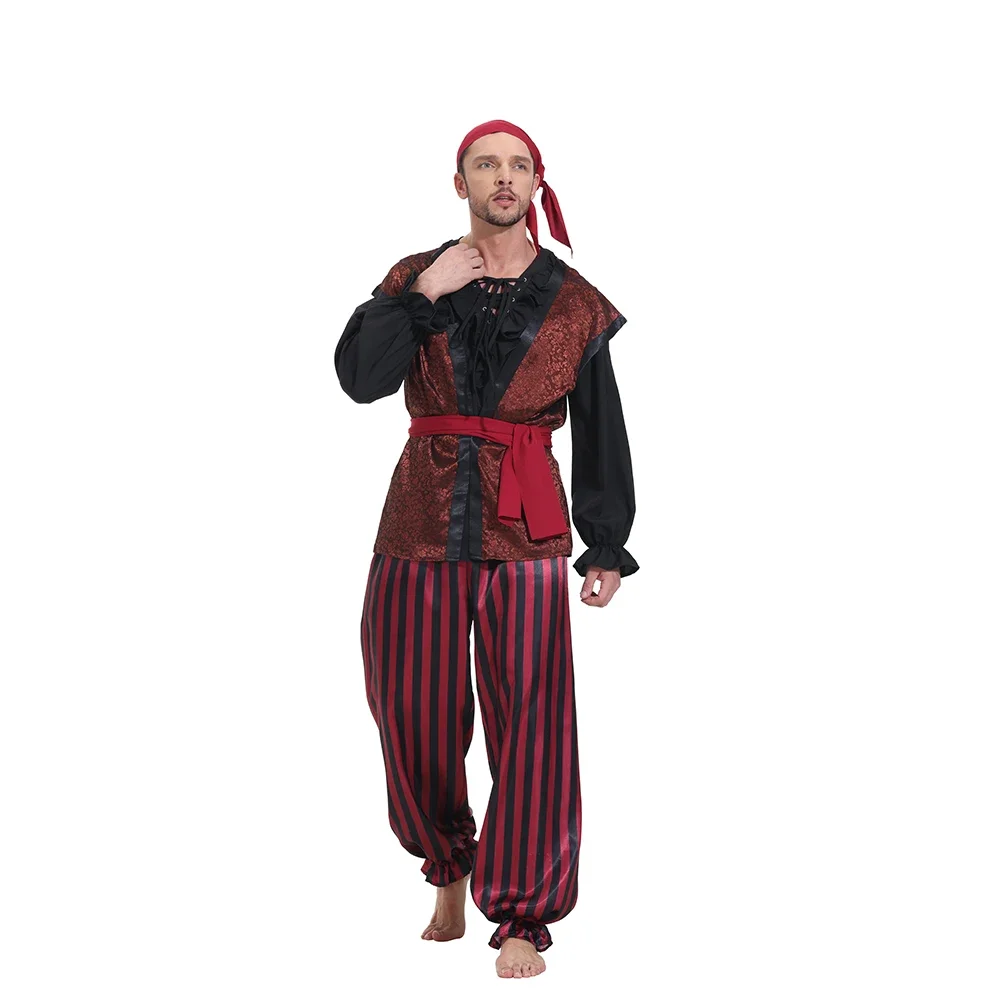 Pirate Costume Adult Men Halloween Rave Outfit Retro