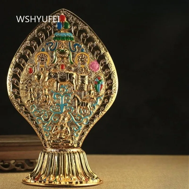金箔チベット七宝牌カラフルなエナメル象嵌仏教儀式装飾品デスクトップ祭壇装飾像工芸品