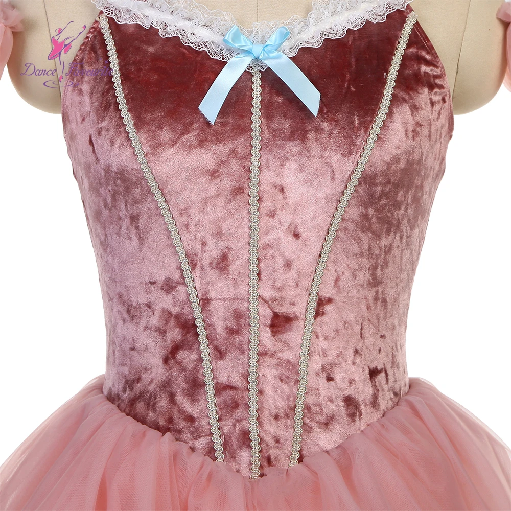 Hot Pink  Velvet Bodice Ballet Tutu Dance Costumes Romantic Long Ballet Tutu Dance Cosutme 25063