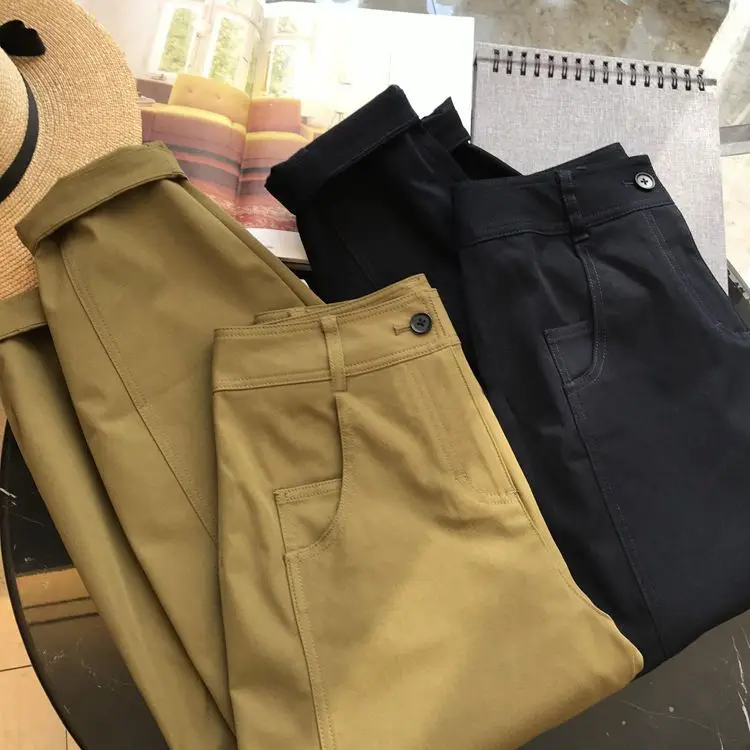 Spring And Autumn New 2023 Fashion Green Pants High Waist Radish Pants Casual Straight Barrel Work Pants For Women