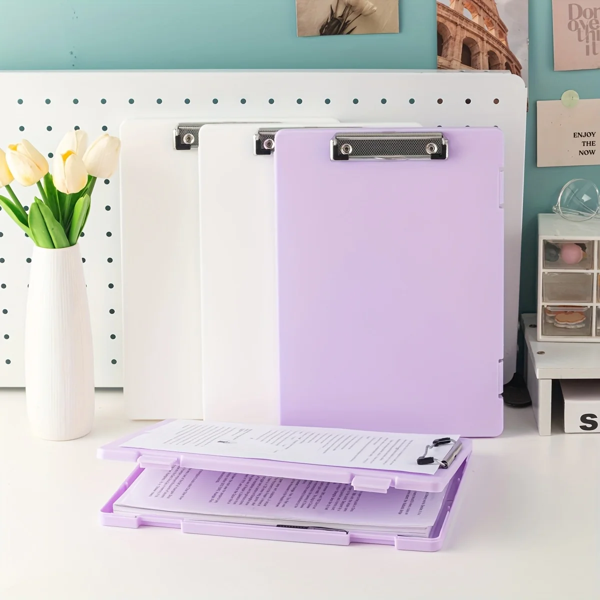 

A4 Plastic Clipboard Storage Box, Large Capacity Writing Pad, for Documents, Music Score, Rectangle Shape, Office Supplies