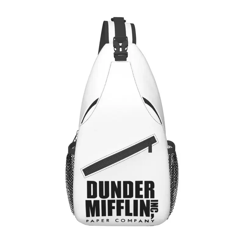 Dunder Mifflin Paper Company Bolsas tipo bandolera para viajes, senderismo, programa de televisión de oficina para hombre, mochila cruzada en el pecho, mochila de hombro