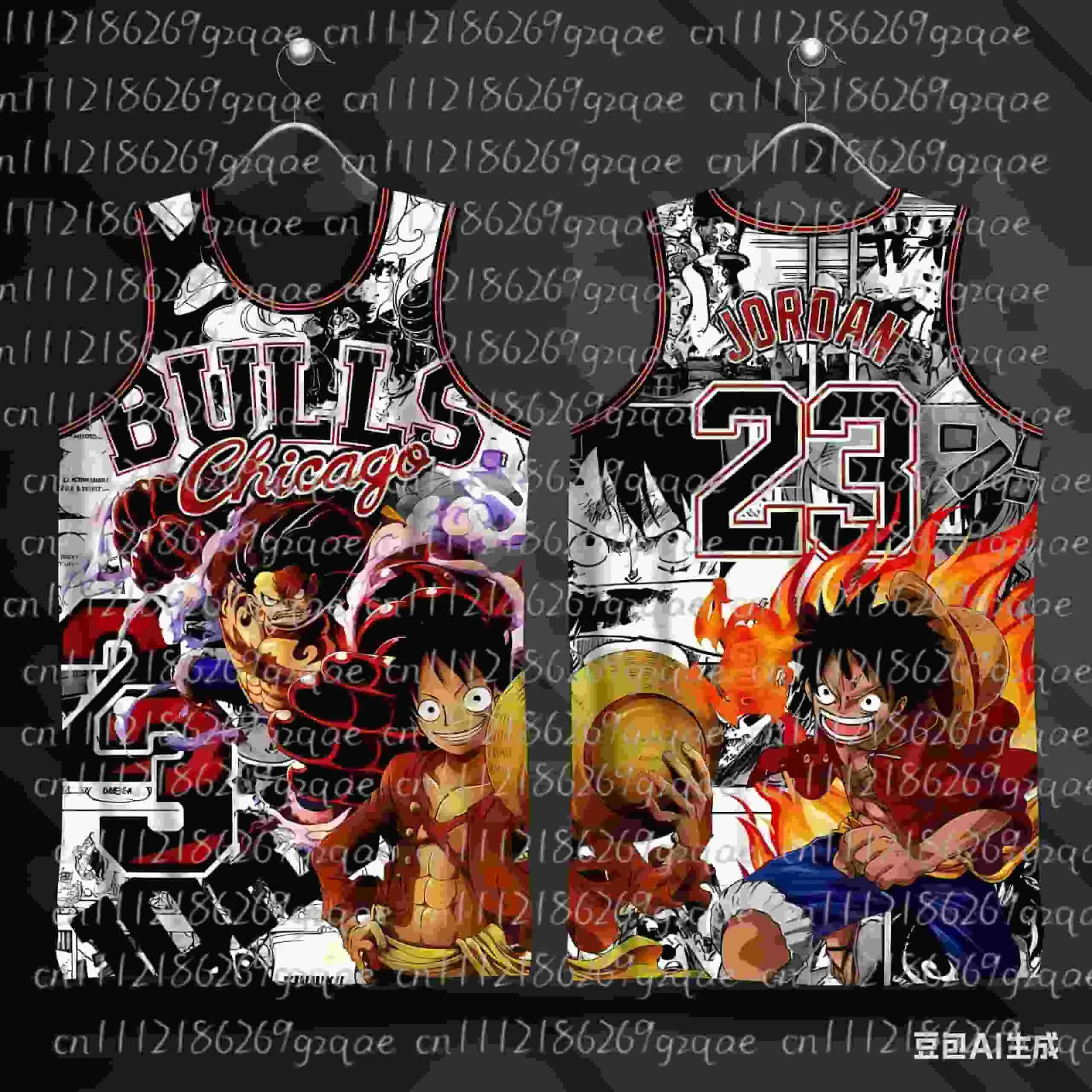 2026 New Anime One Piece Special Design Giannis Antetokounmpo #34 Basketball Jersey Kids 3D Printed Men's Casual Vest view 4