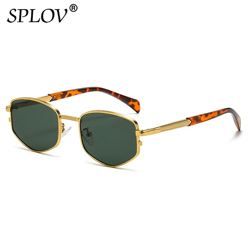 New Vintage Polygon Sunglasses Women Men Rivet Glasses Brand Design Driving Shades Retro Square Metal Women Luxury Gift UV400