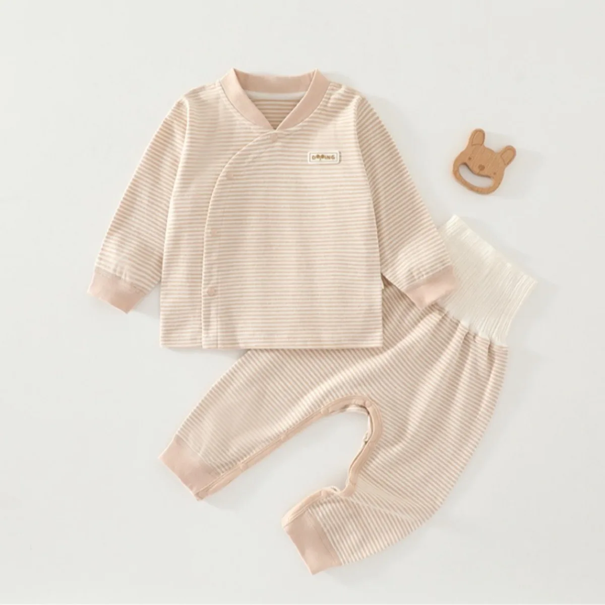 Baby Cotton Blend Unisez 2pcs Outfit Long Sleeve Top Elastic High Waist Pants Spring Fall Soft Anti-wrinkle Infant Clothes 0-24M