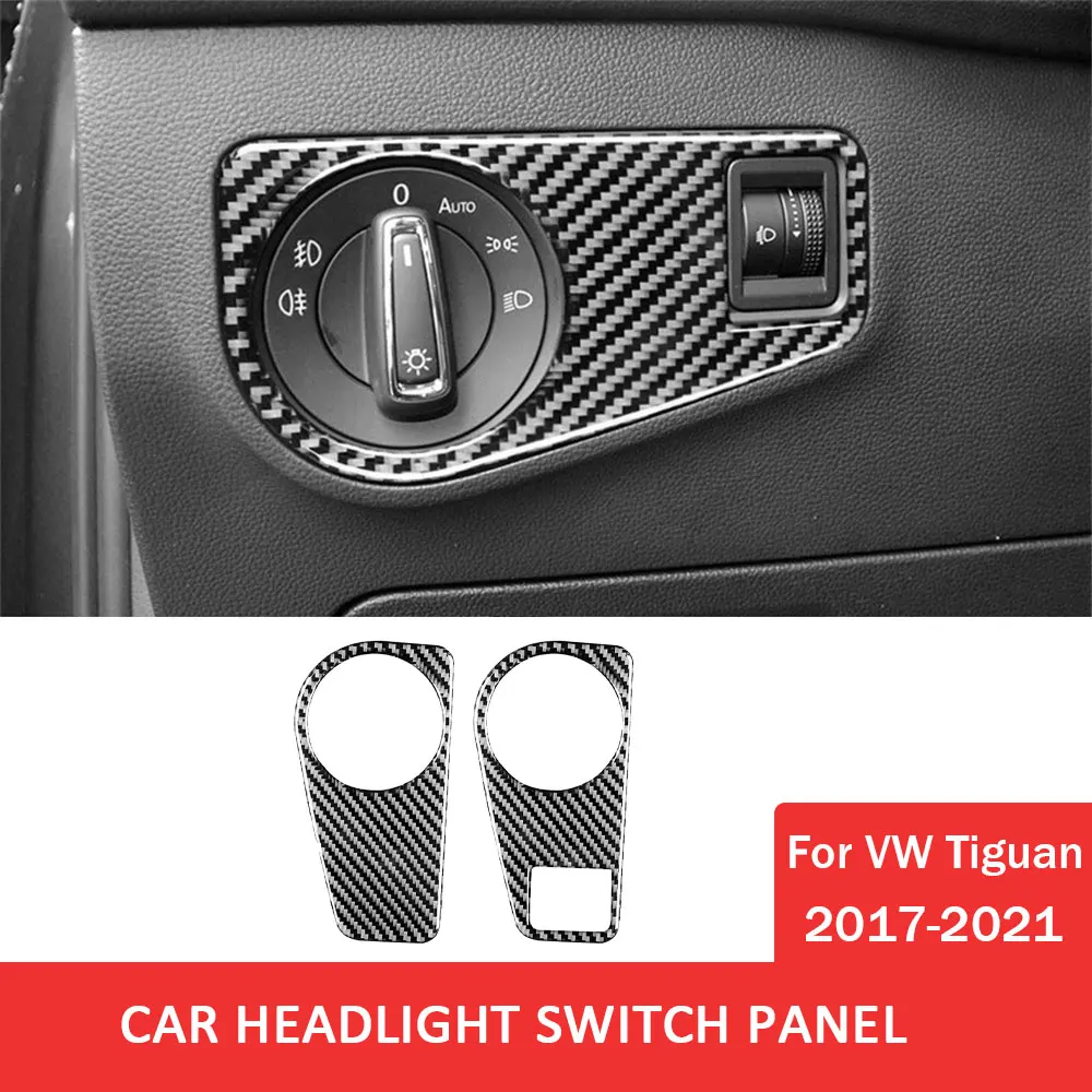 

Carbon Fiber Decal Car Headlight Switch Frame Trim Sticker for Volkswagen VW Tiguan 2017-2021 Auto Interior Accessories