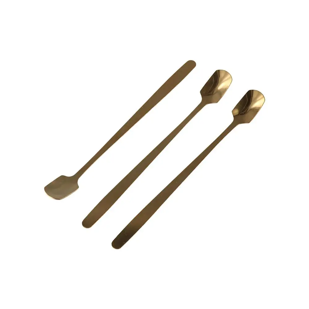 5pcs Mini Long Handle Square Teaspoon Stainless Steel Silver/gold Coffee Stirring Spoons Dessert Scoops Cafe