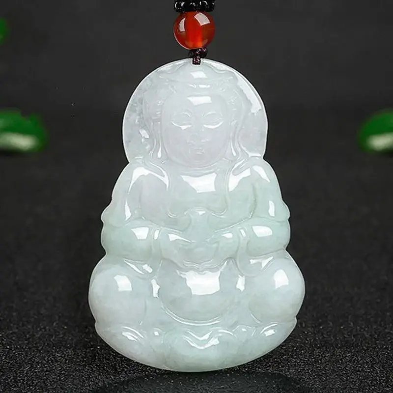 

Натуральный бирманский жадеит, сертифицированный, подлинный, класс А, кулон-подвеска Гуаньинь, ожерелье для мужчин и женщин, талисман удачи, амулет