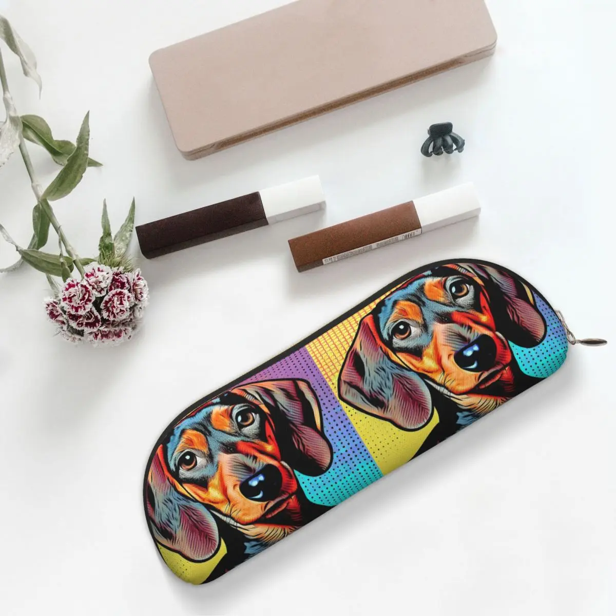 Dachshund السجق الكلب البوب الفن مقلمة حامل قلم تخزين لوازم مكتبية سعة كبيرة صندوق القلم حقيبة أقلام رصاص للبنين بنات