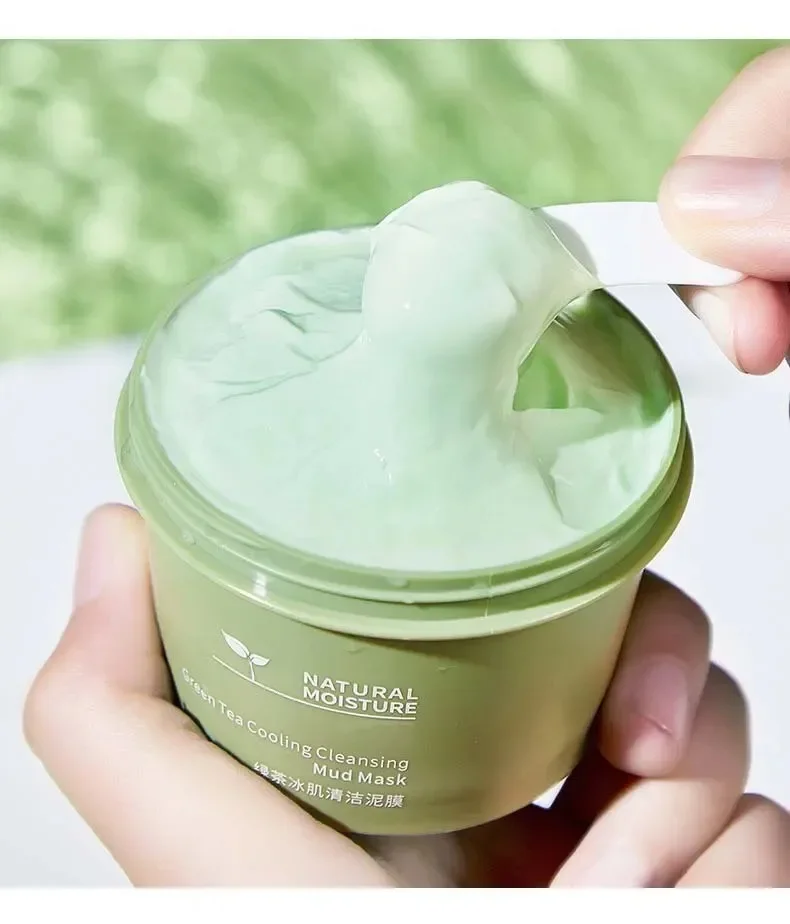 Green Tea & Ice Cooling Mud Mask - Purifying Pore Care, Oil Control & Blackhead Removal for Oily Skin, Deep Cleansing Moisturizi
