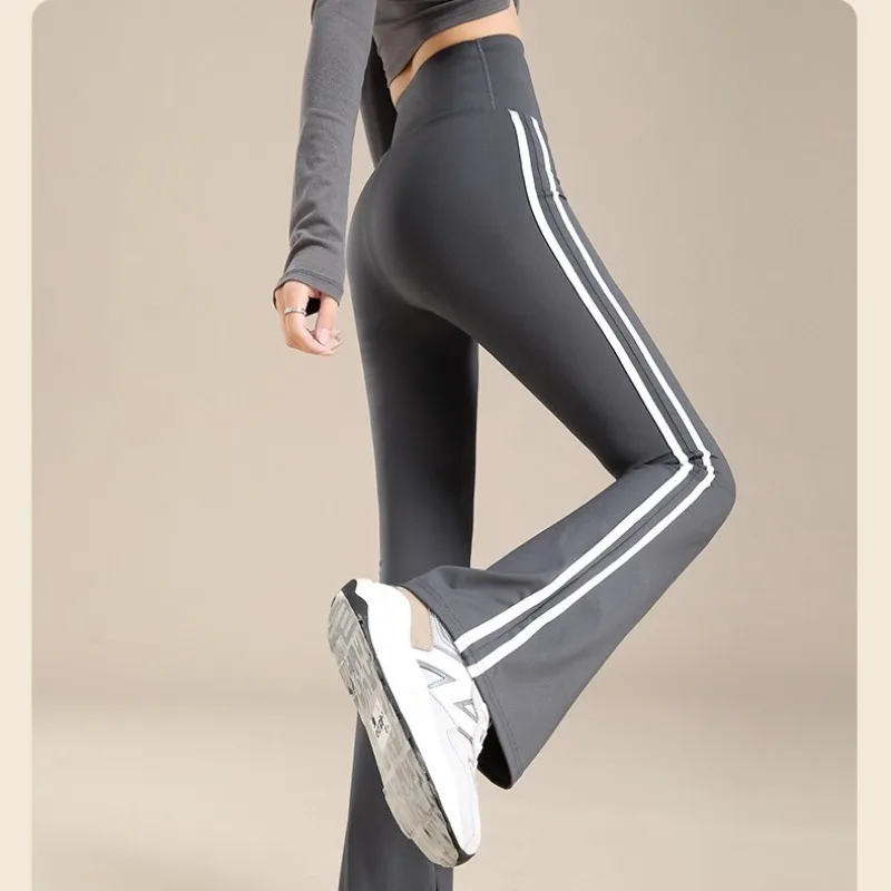 Women's High Waisted Yoga Leggings Booty Lifting Striped Bell-bottoms Leggings Gym Outdoor Running Fitness Wear Stretch Flared