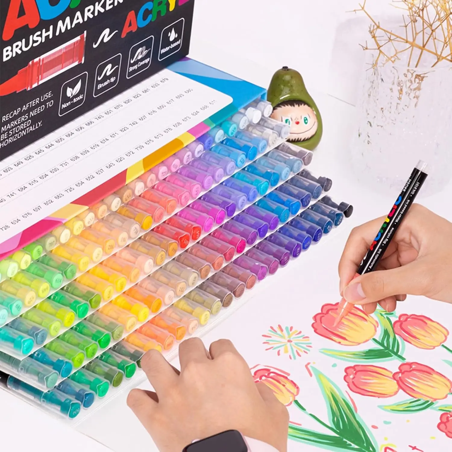 

12-72 Colors Acrylic Paint Marker Set Paint Pens Direct Liquid Ink Art Supplies DIY Crafts for Teens Kids Adults Christmas Gift