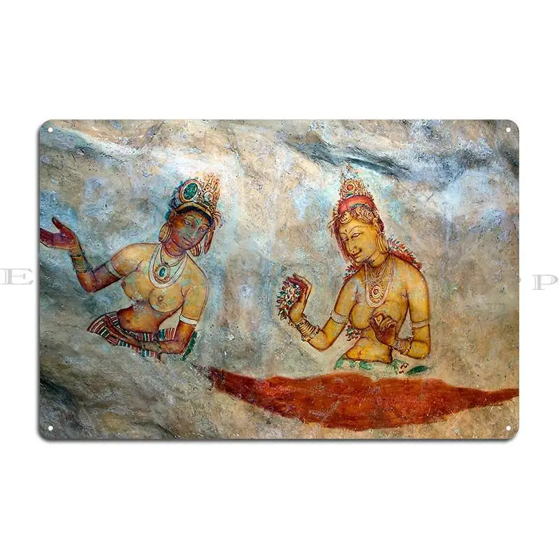 Sigiriya Fresco Frescoes Sri Lanka Metal Plaque Poster Garage Club Garage Home Designer Mural Tin Sign Poster