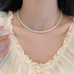 Vintage Style Simple 6MM Pearl Chain Choker Necklace For Women Wedding Love Shell Pendant Necklace Fashion Jewelry Wholesale