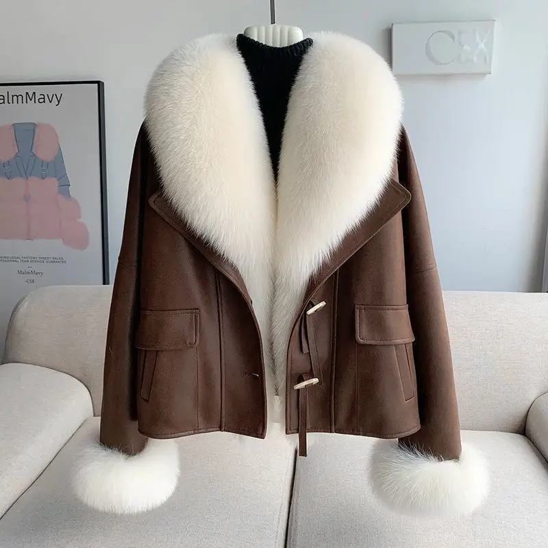 Manteau de fourrure de torche d'imitation pour femmes, vêtements courts, parkas d'hiver, mode ample, veste de fourrure à manches longues, peluche féminine, nouveau, T793