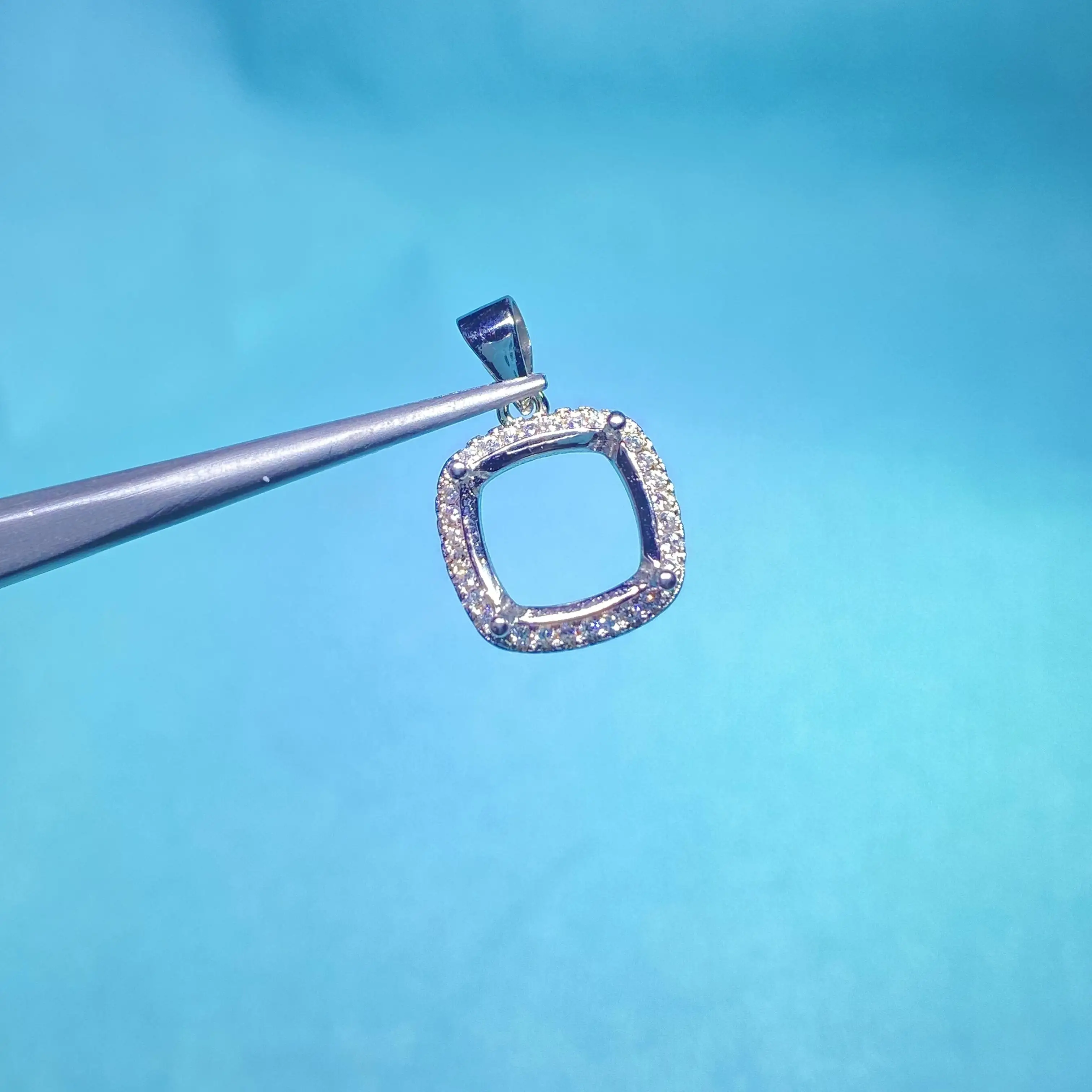 s925-pure-silver-pendant-women's-fashion-simple-modern-square-cushion-style-1010mm-versatile-jewelry-accessory-diy-mount
