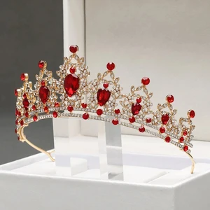 1 قطعة أغطية رأس الزفاف النساء أزياء زفاف أميرة حجر الراين الكلاسيكية تيجان فاخرة حفلة عطلة عيد ميلاد تاج هدية أعلى 8 أعقاب أنثى مبيعا - رقم 6