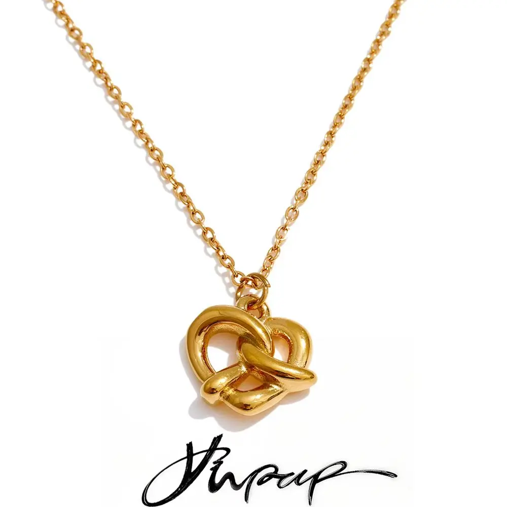 Yhpup mode acier inoxydable noeud coeur amour collier pendentif saint valentin cadeau attrayant femmes charme bijoux étanche