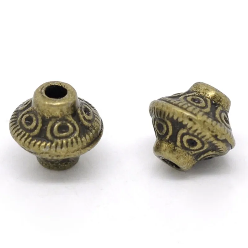 20pcs Handmade Zinc Alloy Spacer Beads Bicone Antique Bronze Carved Women DIY Making Necklace Jewelry Findings About 6mm x 6mm