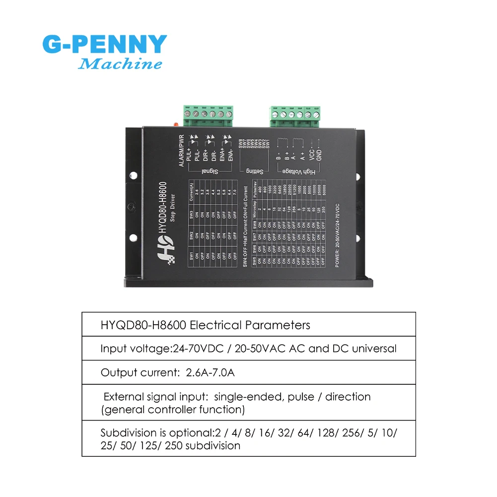 Stepper motor Driver H8600 2.6-7A 24V-70V DC Microstep 256 motor driver instead of MA860H for NEMA23 NEMA34 stepper motor!