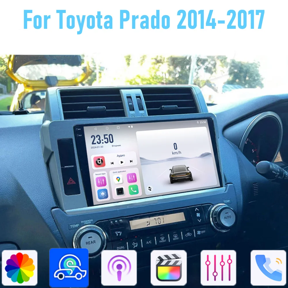 

10'' for Toyota Prado 150 2014-2017 Car Radio Stereo Wireless Apple Carplay Android 15 Auto GPS Camera Google Map Head Unit