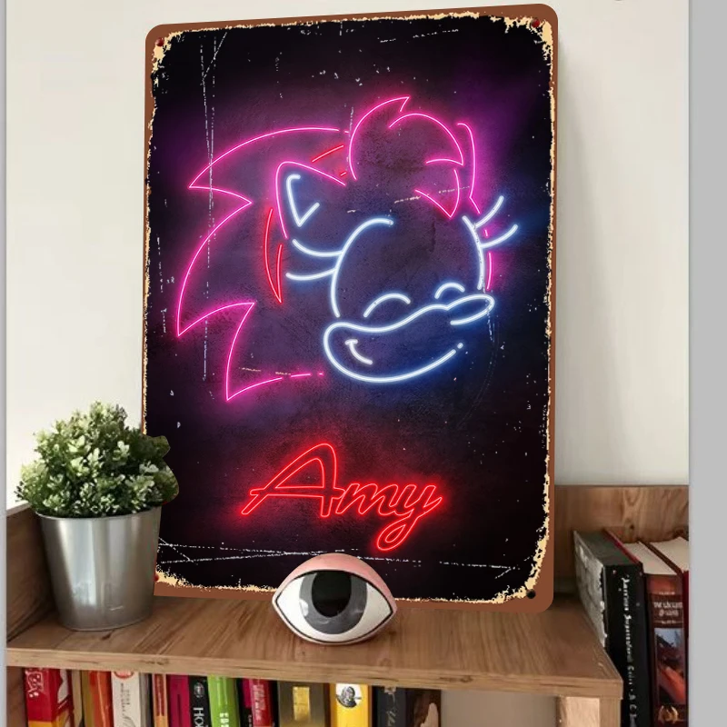 Custom Amy Cartoon Neon Light Effect Metal Iron Painting Home Wall Decor Kids Room Bedroom Hanging Ornament