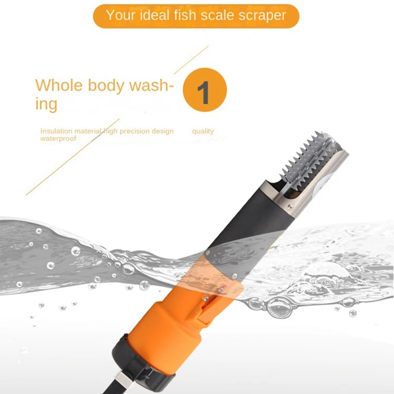 Electric Fish Scaler 6800 RPM Fish Scale Remover Seafood Tool Cleaner Waterproof Battery Wireless Cleaner EU Plug