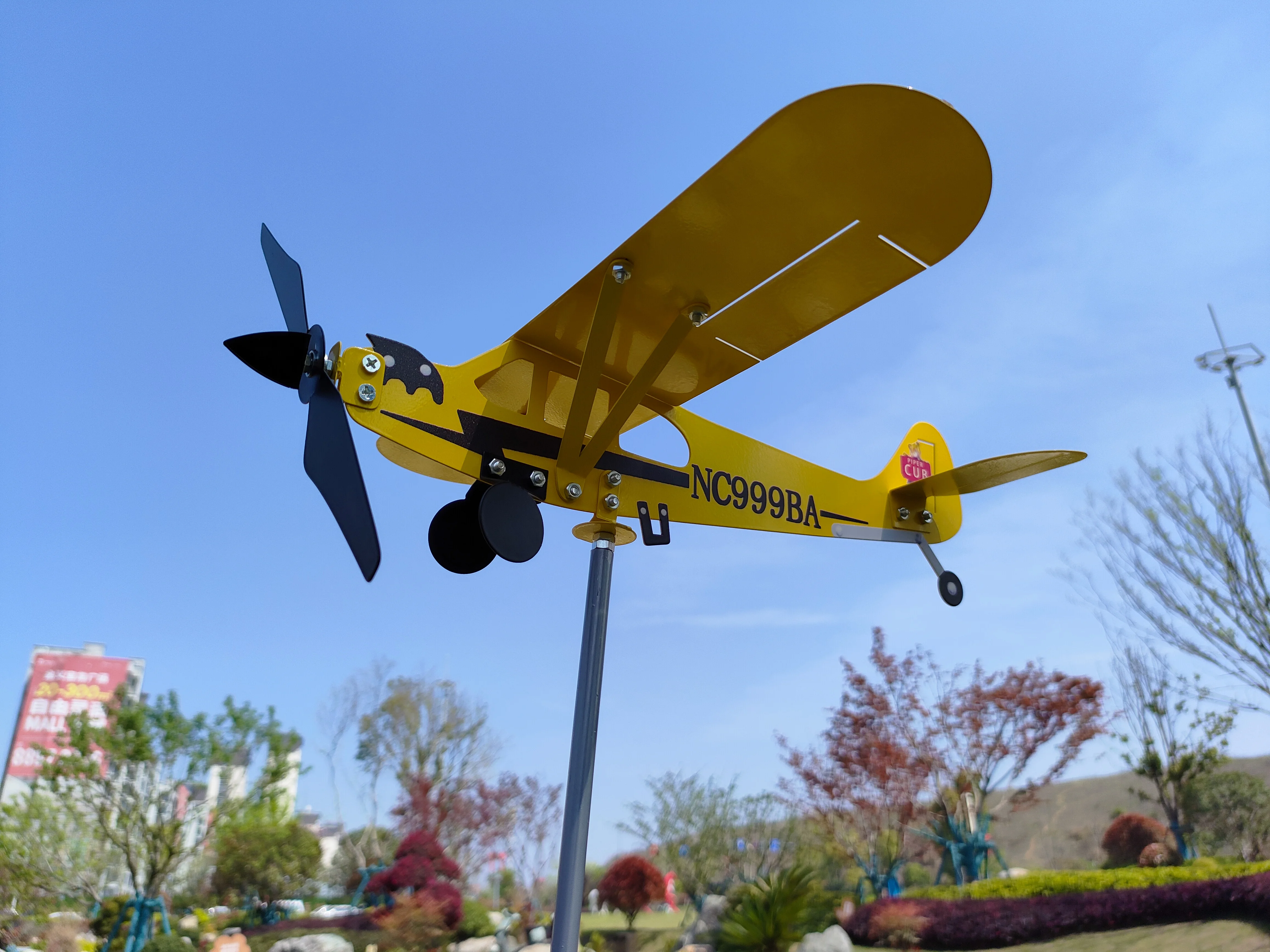 Outdoor 3D Metal Airplane Windmill Windsock, Weather Vane, Yard Garden Decorations, New Model