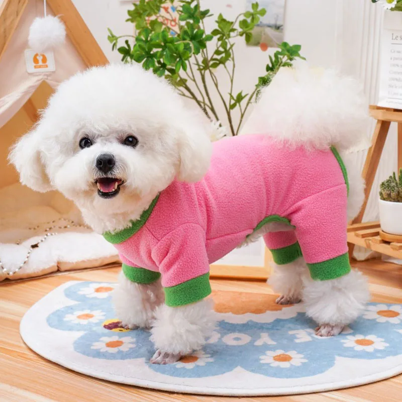 

Matching Color Fleece Dog Clothes Winter 6 Colors Pet Jumpsuit For Small Medium Dog Dachshund York Puppy Overalls Pajamas XS-XXL