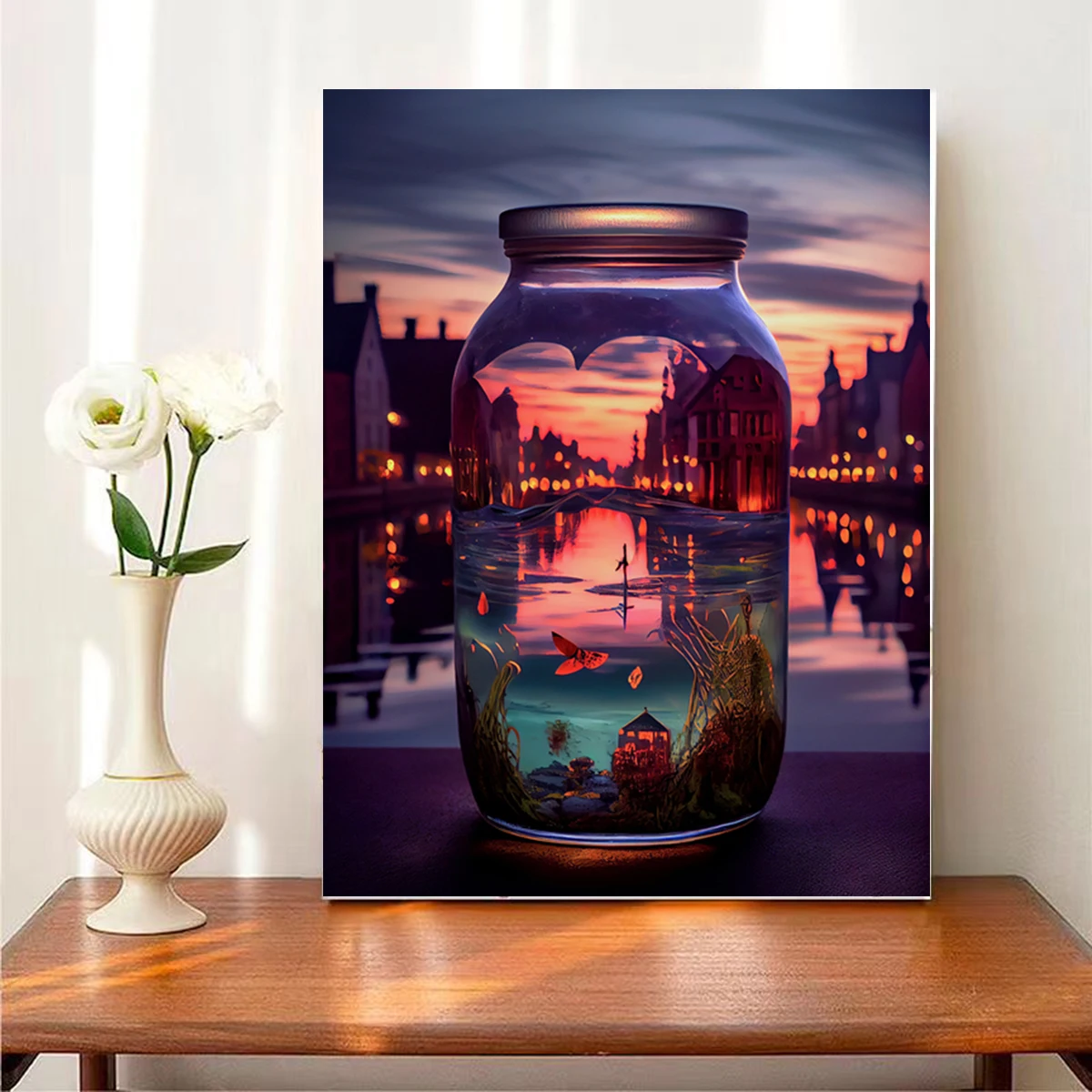 PhotoCustom Acrylic Diy Painting By Numbers World In A Bottle Kits With Frame Coloring By Numbers Art For Diy Gift