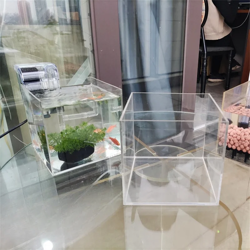 clear transparent acrylic mini table turtle, shrimp, goldfish,seaweed aquaculture tank small table fish tank