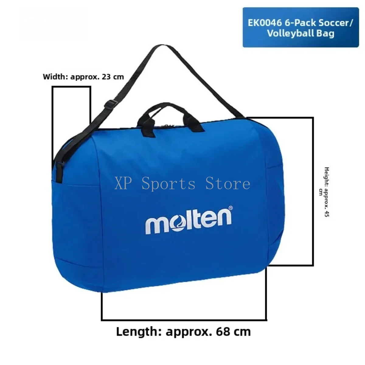 Molten EB0043 6-Pack Ball Bag - Universal for Basketball/Football/Volleyball, Durable Material, Handheld Design, Sports Gear