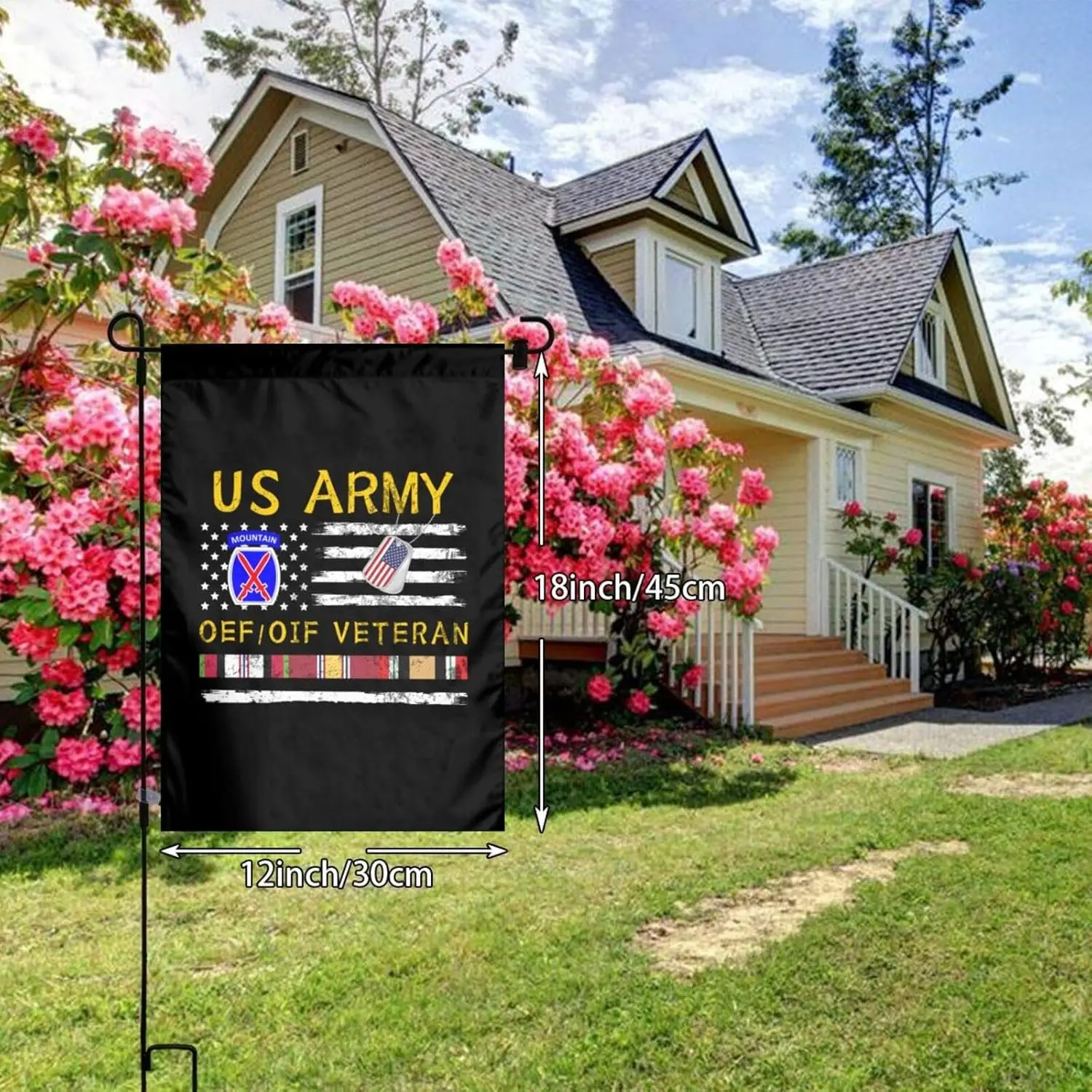 Rqwaaed US Army 10th Mountain Infantry OIF OEF Veteran Garden Flag 12x18in Gives New Life Outdoor TTV IIX SSL